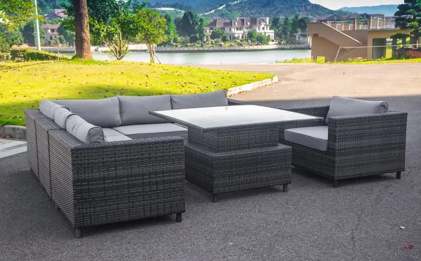 Usus Luxuria et Solatium cum 7-Piece Corner Sofa pone Featuring a Mensa Resurgens
